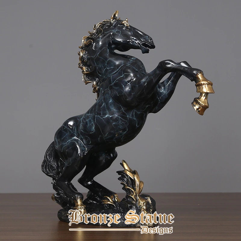 Bronze horse sculpture bronze horse statue antique rearing horse statues lost wax casting art crafts for home office decor gifts