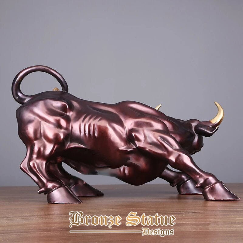 Wall street bronze bull statue wall street charging bull sculpture bronze cast bull statues for home office decoration gift craf