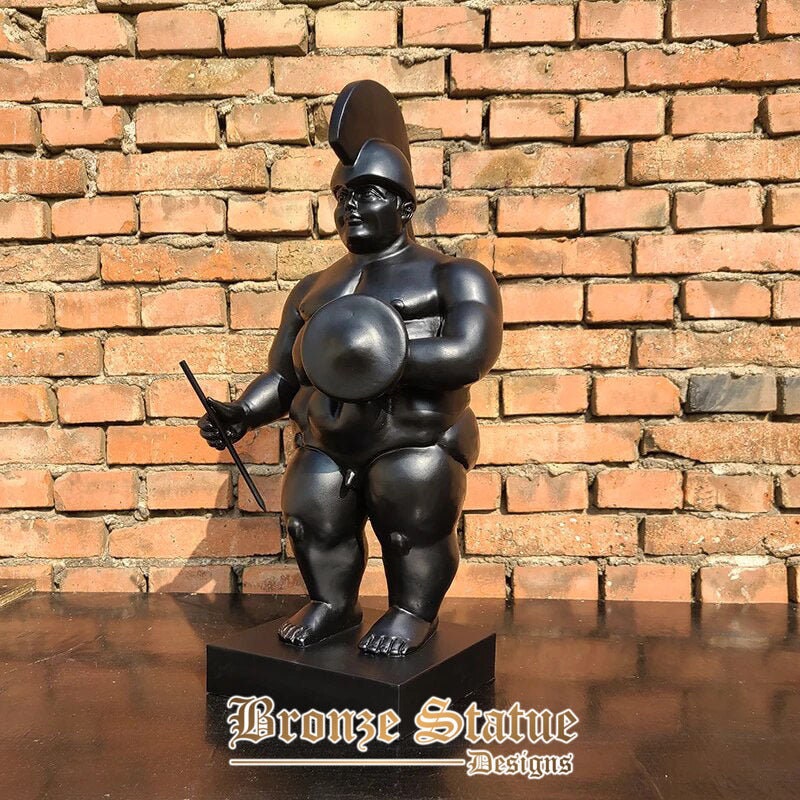 Fat roman soldier statue famous fat soldier holding a shield sculpture 22" abstract nude soldier warrior statue for home decor