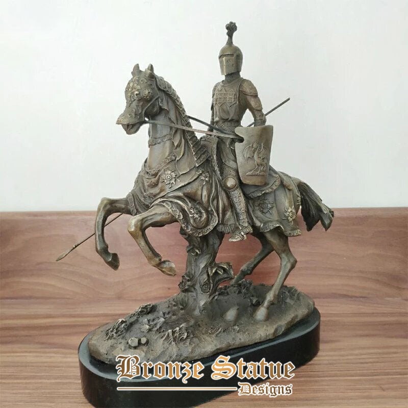 Scultura d'arte in bronzo occidentale cavaliere vichingo guerriero statua in bronzo grande vichingo su cavallo scultura per ornamento di arredamento per la casa dell'hotel