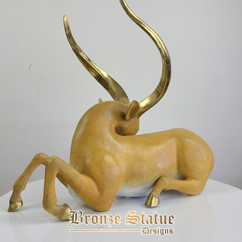 Bronze deer statue large bronze sitting deer sculpture hand-cast bronze garden statues wild animal sculpture home decor gifts