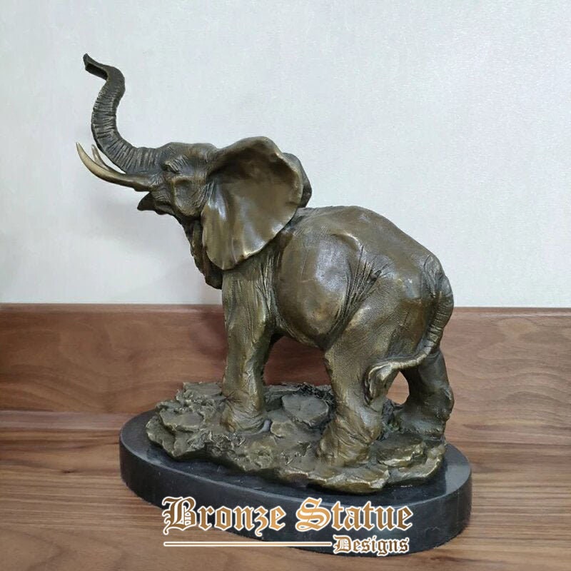 11in | 30cm | bronze elephant sculpture walking baby elephant bronze statue bronze cast animal crafts for home office hotel decoration