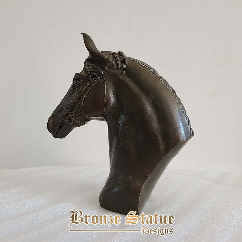 Bronze-Pferdekopf-Skulptur, Tierbüste, Skulptur, Pferdekopf, Bronzestatuen für Heimbüro, Dekoration, antikes Kunsthandwerk