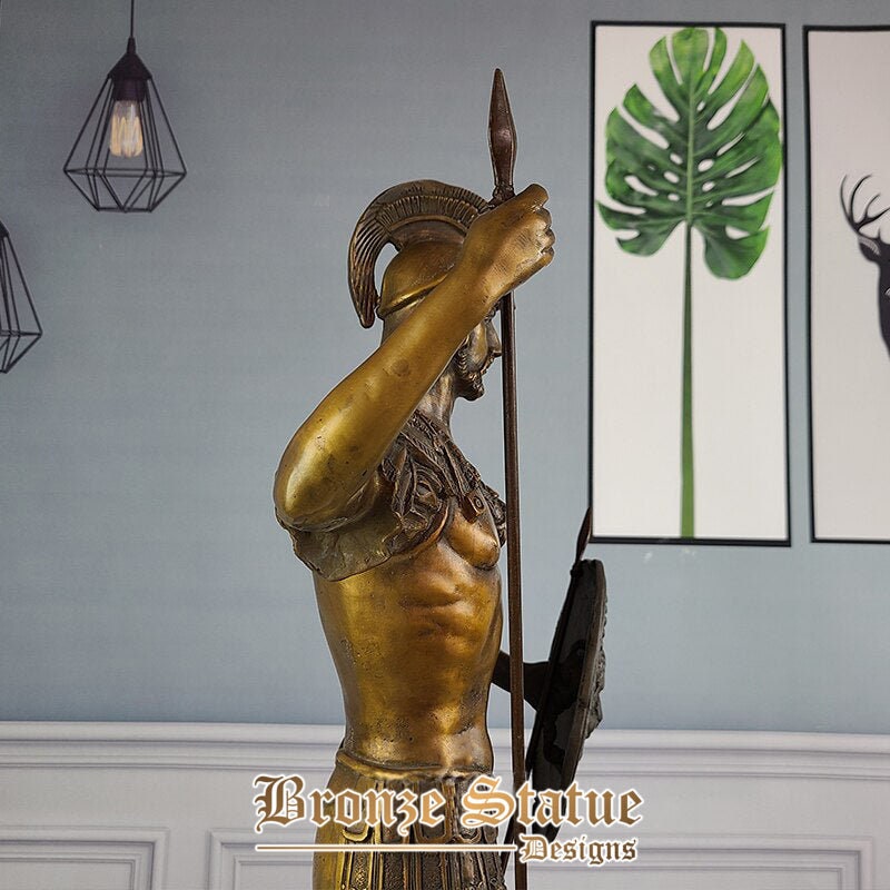 Scultura in bronzo guerriero romano soldato romano in bronzo con scudo e spada statue classiche artigianato per collezione di decorazioni