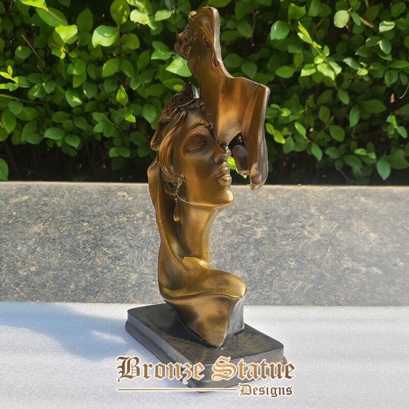 Modern art bronze bust sculpture bronze kiss statue with marble base nordic abstract bronze crafts for home hotel decor gifts