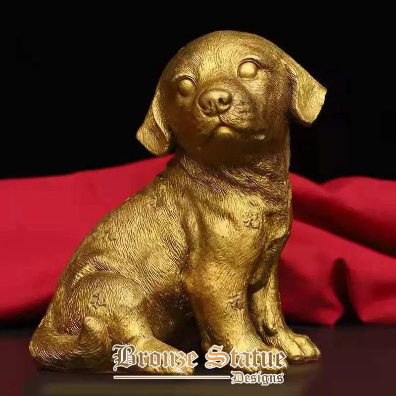 6in | 17cm | bronze statue of dog cute bronze dog sculpture bronze animal statue figurie for home decoration ornament gifts art crafts