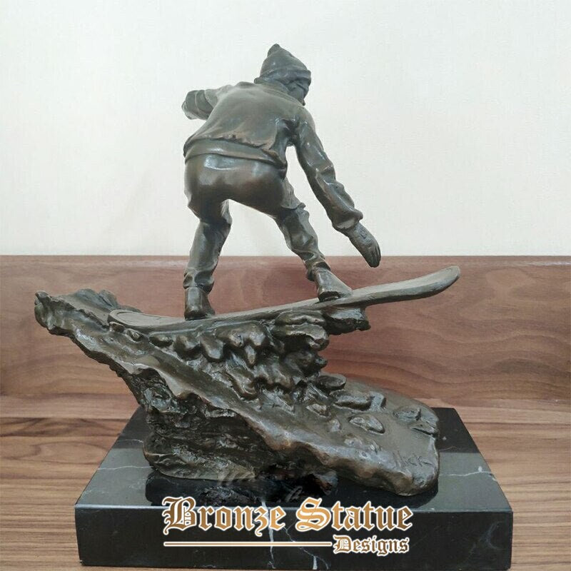 Surfing bronze sculpture surfing sports boy bronze statue surfer sculptures bronze art crafts for home hotel decor ornament