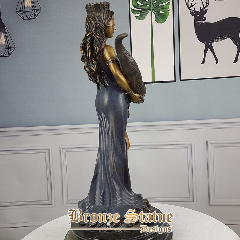 Bronze tyche statue goddess of luck bronze sculpture fate and fortune lady luck fortuna sculpture figure figurine home decora
