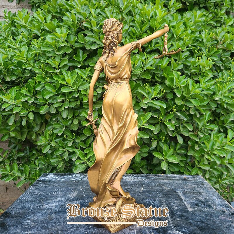 18 polegadas | 46cm | Bronze justiça senhora escultura deusa da justiça estátua de bronze mitologia romana grega artesanato de bronze para decoração de casa ornamento