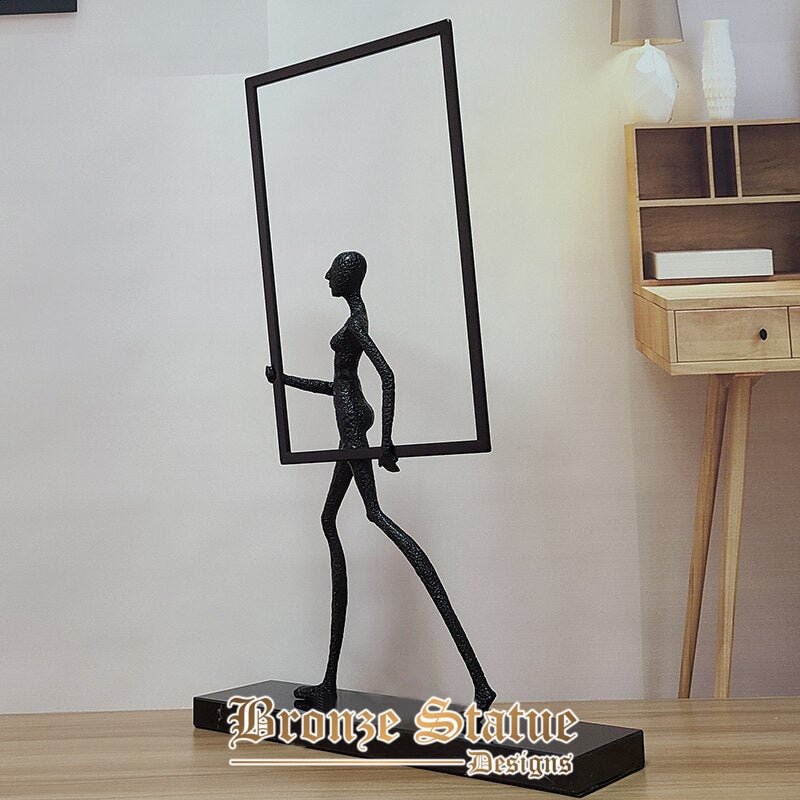 22in | 56cm | abstract metal sculpture modern art metal statue inspiration by giacometti art figurine for home decor office ornament gift