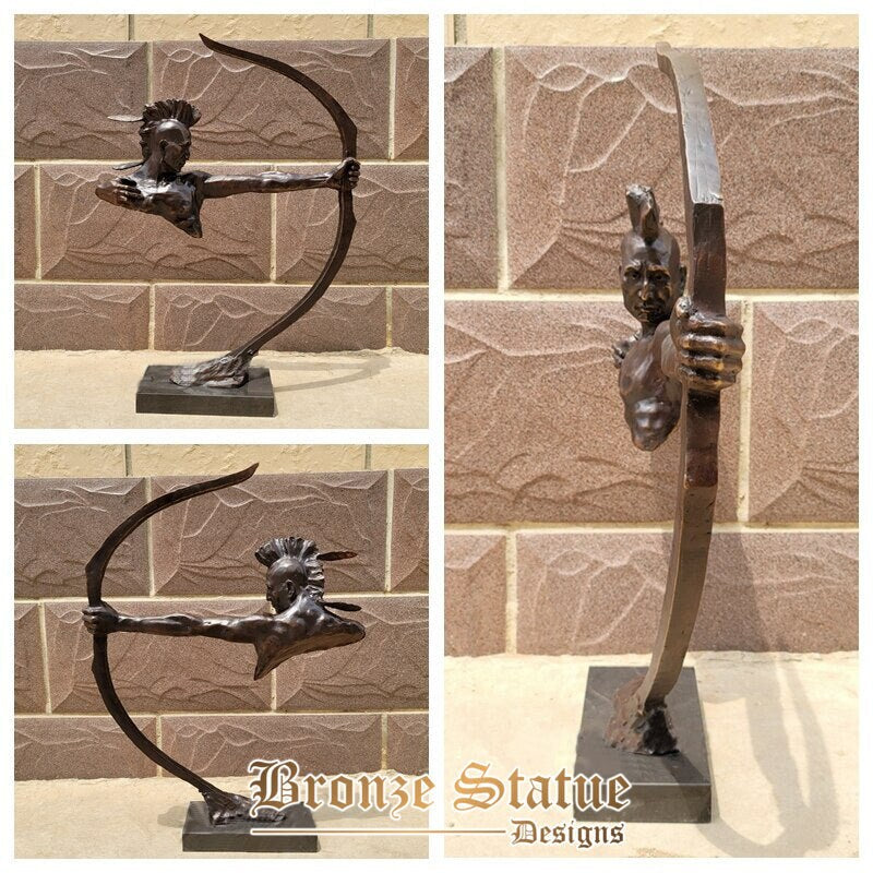 31in | 78 cm | Arte Moderna Statua Astratta Bronzo Arciere Scultura Bronzo Guerriero Remington Statue Per La Casa Hotel Decor Ornamenti Artigianali
