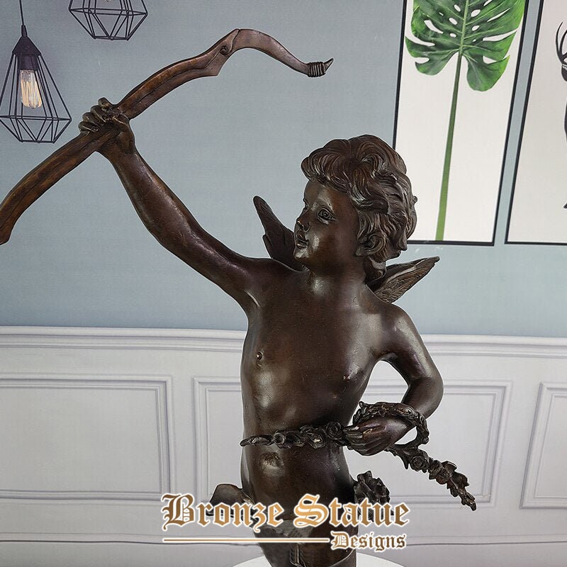 32 Zoll | 83cm | Amor-Statue aus Bronze, westliche Kunst, Bronze-Engel, Skulptur von Amor, Mythologie, Figuren, antikes Handwerk, Heimdekoration, Ornament