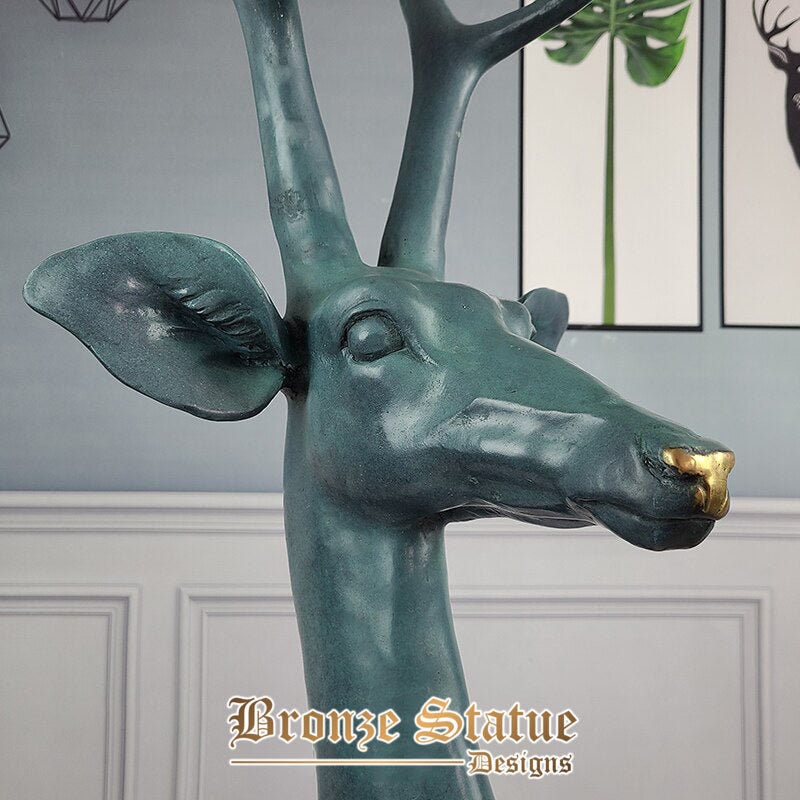 38in | 96cm | bronze deer head statue modern design deer head sculpture with marble base large home decor bronze crafts animal statues