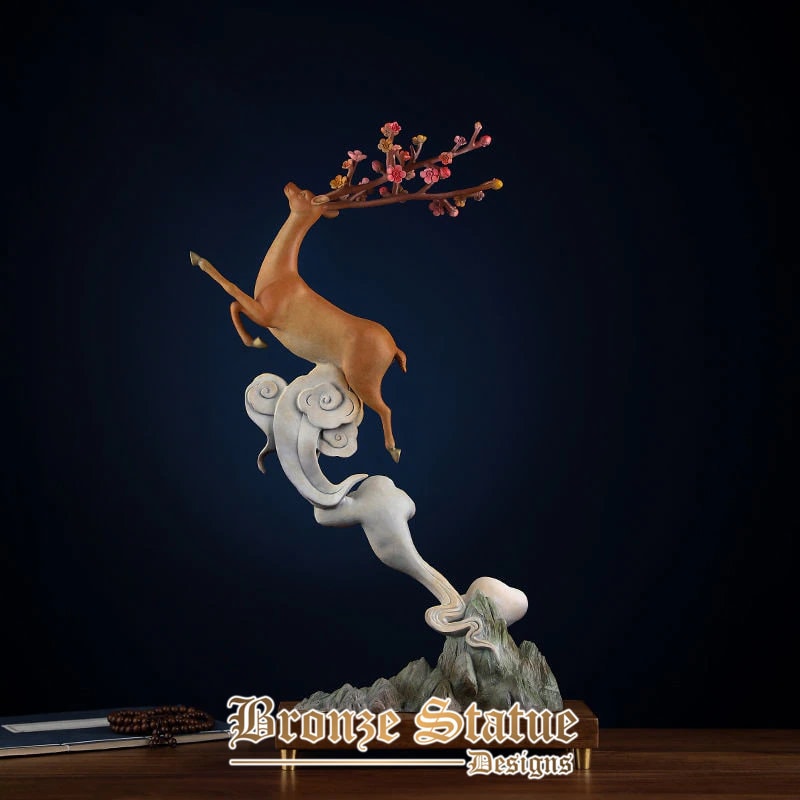 Bronze deer statue modern art bronze deer sculpture animals sculpture home decoration ornament collection gift crafts