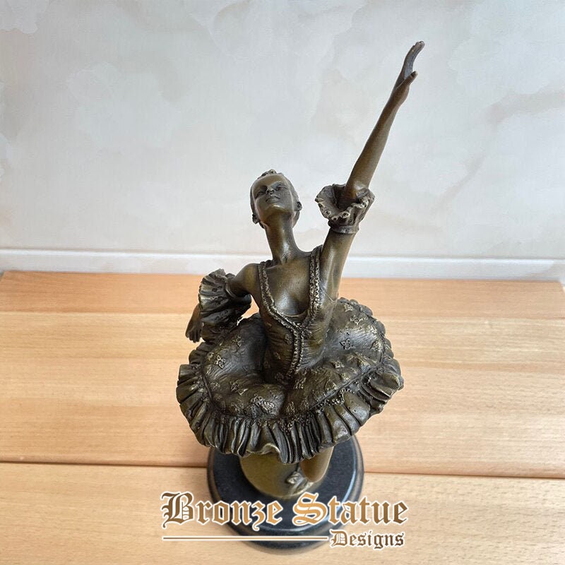 14 polegadas | 35cm | Escultura de dança de balé de bronze estátua de dançarina de bailarina de bronze ocidental menina dançando artesanato de arte para ornamentos de decoração de hotel doméstico