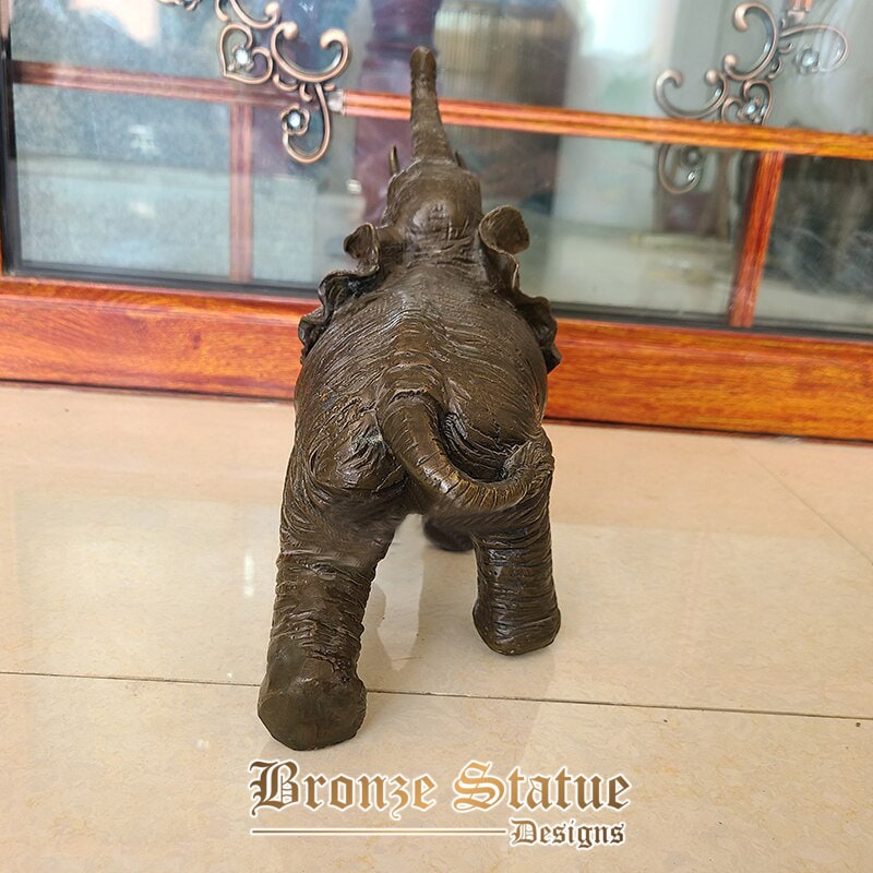 10in | 26 cm | Scultura Di Elefante In Bronzo Che Cammina Statua Di Bronzo Dell'elefante Del Bambino Artigianato Di Animali In Fusione Di Bronzo Per La Decorazione Dell'hotel Di Home Office