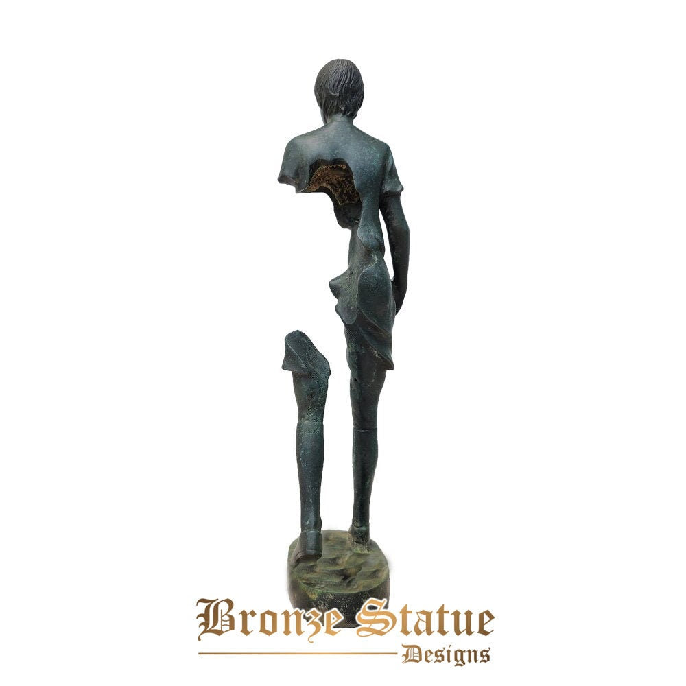 14 polegadas | 35cm | Escultura de mulher de bronze abstrata futebol feminino esportivo estatueta famosa estátua de bronze fundido artesanato de arte para decoração de casa