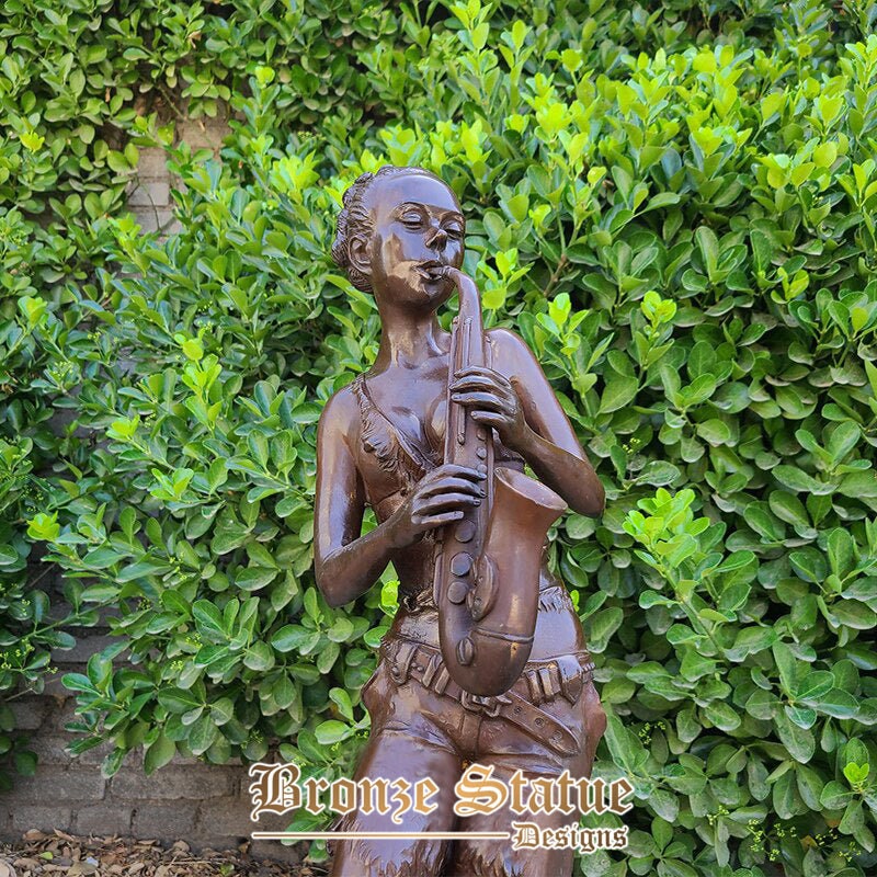 Western art bronze musician statue trumpet female player bronze sculpture playing trumpet cast bronze art crafts home decoration