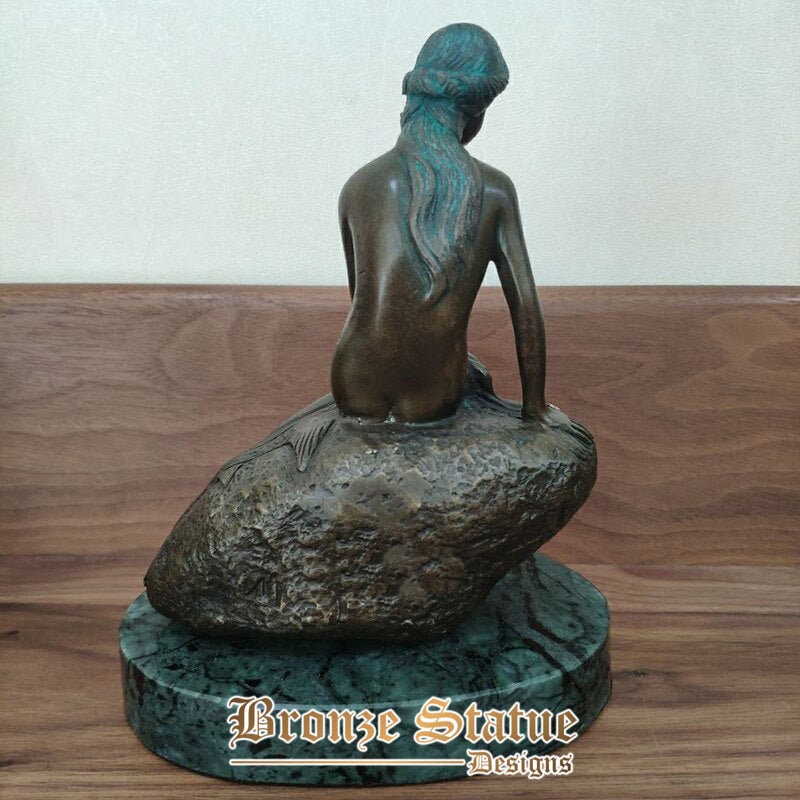 The little mermaid bronze sculpture bronze mermaids statue figurine statue andersen fairy tales for home hotel decor art crafts