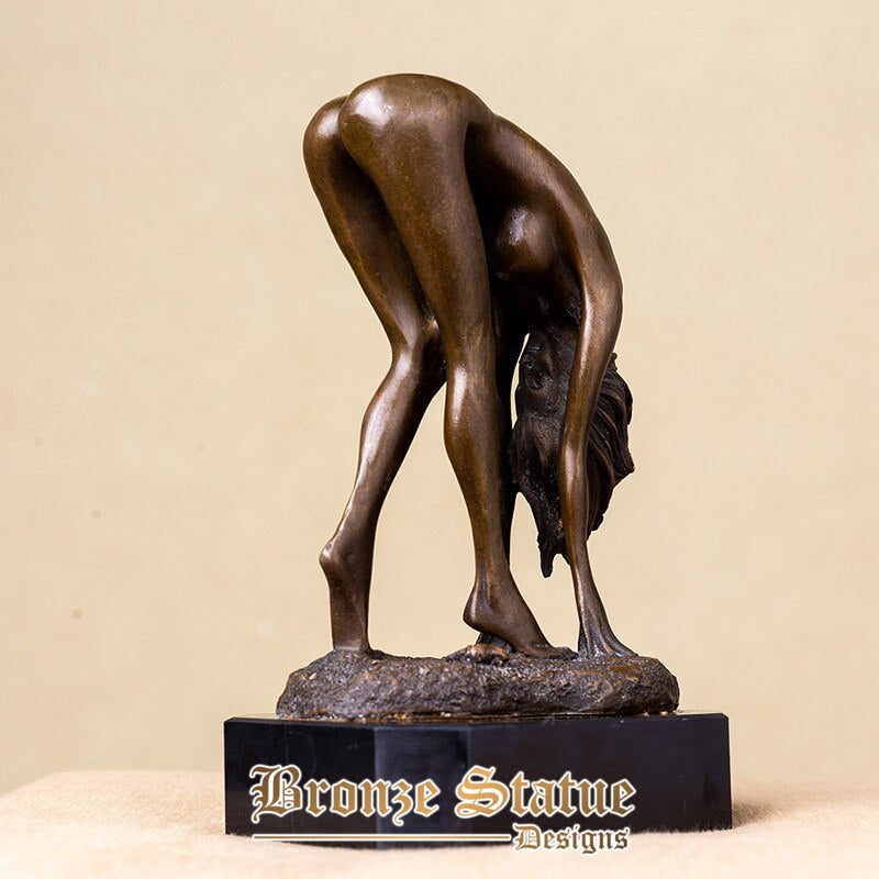 Modern art bronze nude sculpture sexy girl bronze statue abstract female bronze crafts naked woman figurine for home office deco
