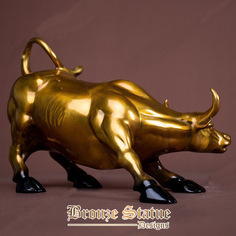 Modern art bronze bull statue bronze bull sculpture wall street charging bull bronze statues for home decor ornament gifts