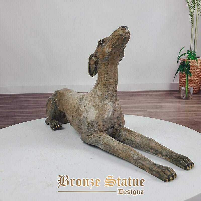 Escultura de cachorro de bronze grande estátua de cachorro de bronze estátua de cachorro de arte moderna estatueta de escritório em casa ornamentos de decoração de jardim interno