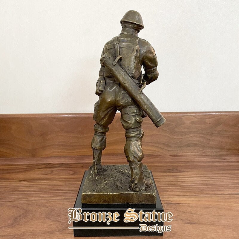 Bronze soldier statue bronze army soldier sculpture standing soldier gun memorial statues garden home decoration art figures
