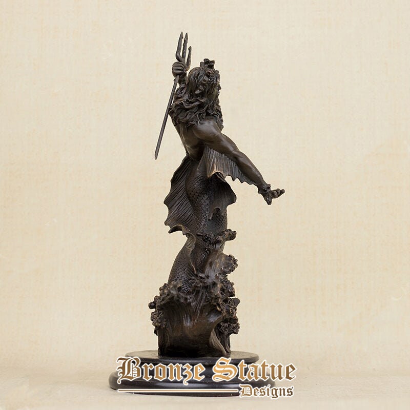 Bronze poseidon sculpture mythology neptune bronze statue ancient greek god of the sea statue for home office decor ornament