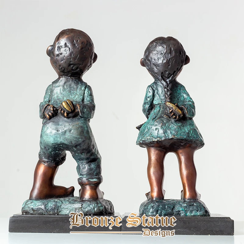 Bronze-Kinderstatue, moderne Kunst, Jungen- und Mädchenskulpturen, schöne Kinderstatuen und Skulpturen, handgefertigte Geschenke, Wohnkultur, Ornament