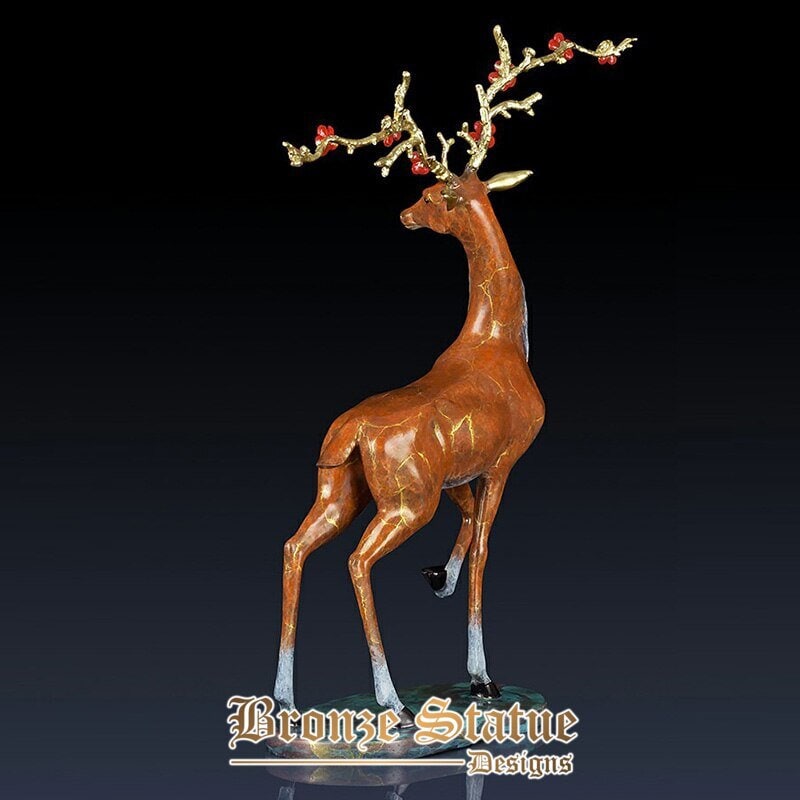 Statua di cervo in bronzo cervo sika scultura in bronzo statue di cervi danzanti per la decorazione ornamento regalo festival artigianato artistico