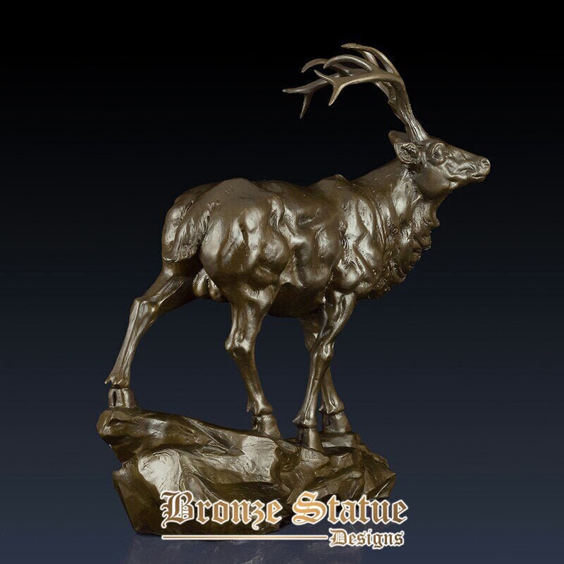 Bronze deer sculpture statue deer ornaments bronze casting animal sculpture elk figurine retro wildlife artwork home garden deco