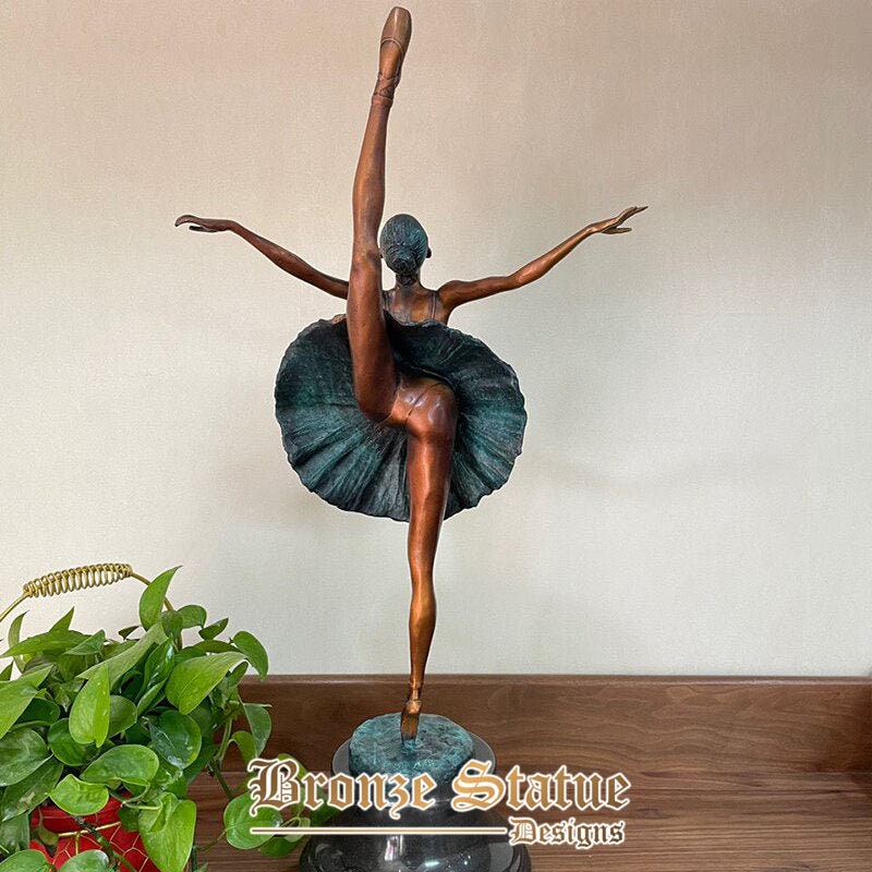 27in | 69cm | Escultura de dança de balé de bronze estátua de dançarina de bailarina de bronze ocidental menina dançando artesanato de arte para ornamentos de decoração de hotel doméstico