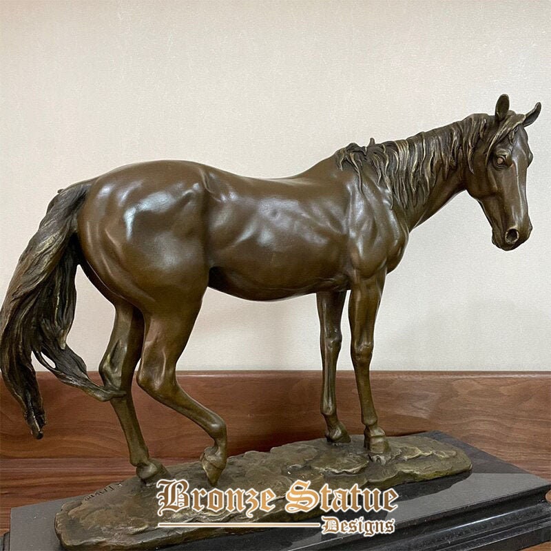 18in | 45cm | bronze horse statue on a marble base antique bronze horse sculpture casting bronze art crafts for home office decoration