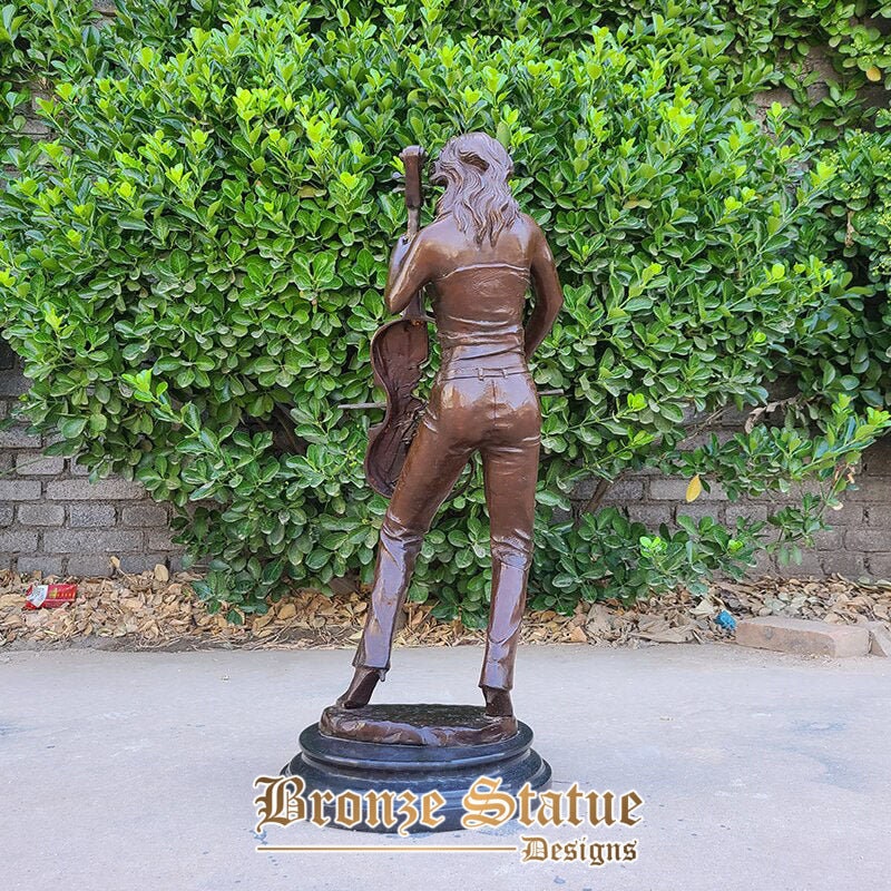 28in | 71cm | bronze sculpture music woman art statues cello player bronze sculpture with marble base home decoration collect crafts