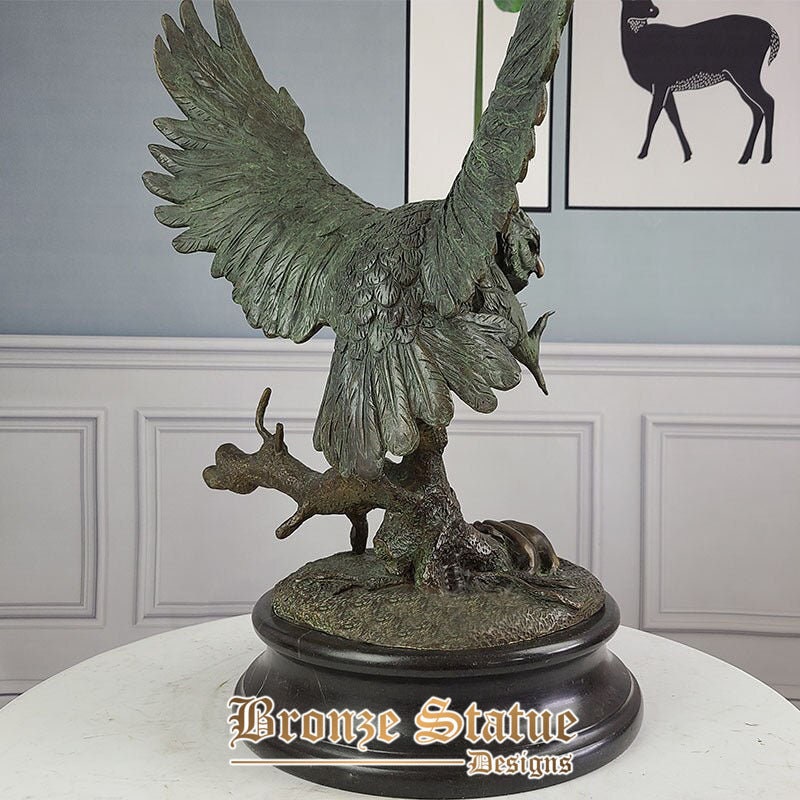 24in | 61cm | bronze owl sculpture eagle owl statue animal animal bronze owl statue marble base figurine indoor decor ornament crafts