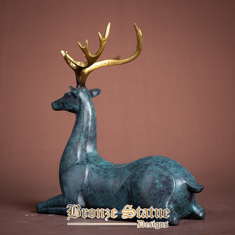 8in | 21cm | bronze deer sculpture modern art bronze deer statue animal statues for home office decor ornament bronze crafts