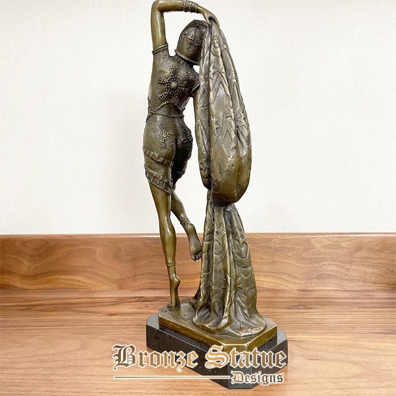 17in | 43cm | Estátua de mulher sexy de bronze dança egito escultura de bronze feminina fundição de artesanato para decoração de casa ornamento interior