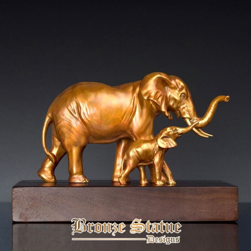 Bronze elephant statue elephant bronze sculpture african elephant statues with wooden base for home decoration ornament crafts