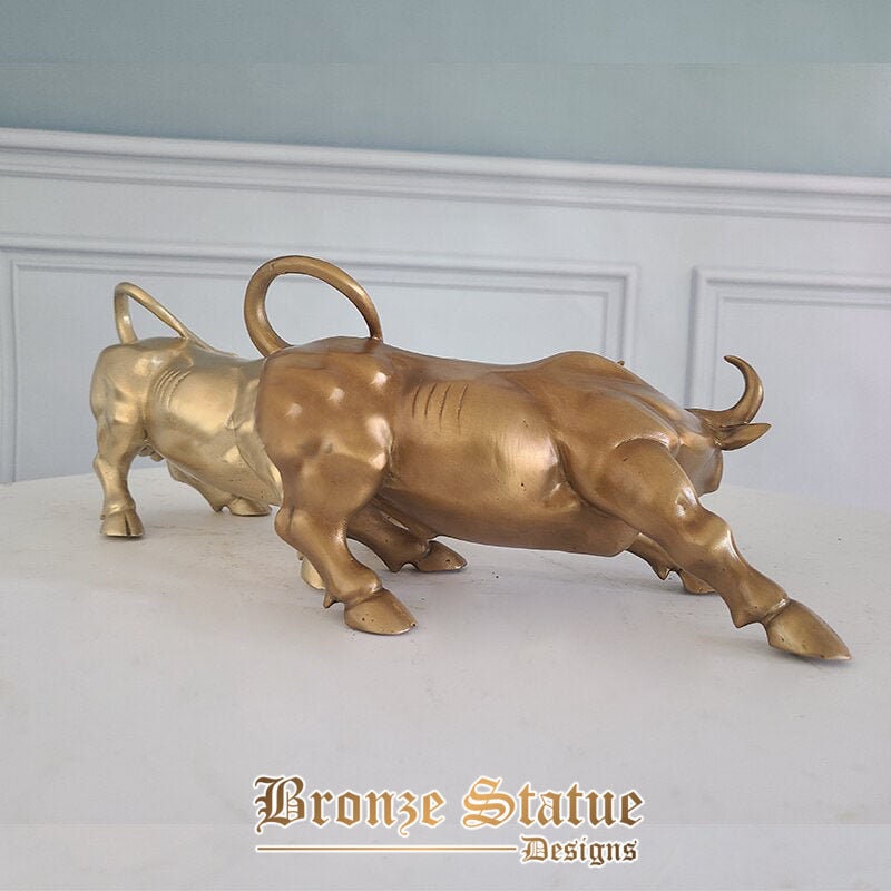 8 polegadas | 22cm | Escultura de touro de bronze estátua de bronze estatuetas de touro de carregamento de parede artesanato de arte artesanato decoração de escritório em casa ornamentos