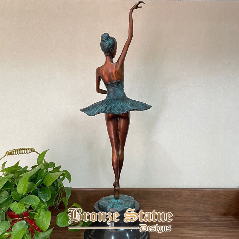 27in | 70cm | Escultura de dança de balé de bronze estátua de dançarina de bailarina de bronze ocidental menina dançando artesanato de arte para ornamentos de decoração de hotel doméstico