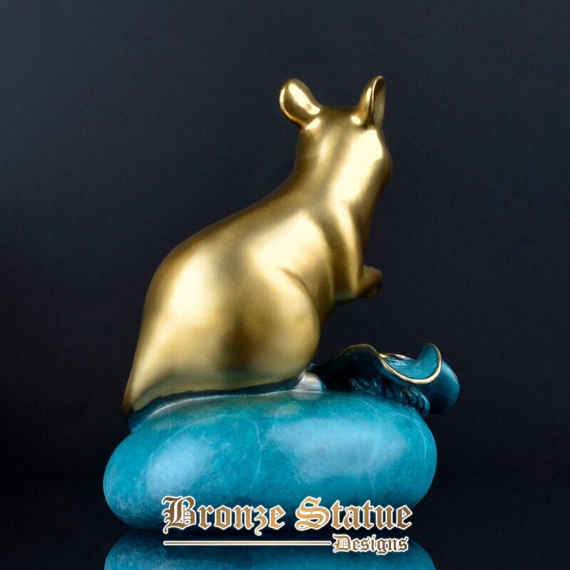Modern art bronze mouse sculpture sitting mouse bronze statue office wealth mascot ornament home decoration crafts