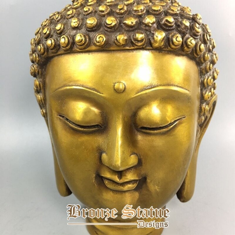 Bronze buddha head statue chinese tibetan buddhism bronze gilt shakyamuni sakyamuni buddha head sculpture art crafts ornament