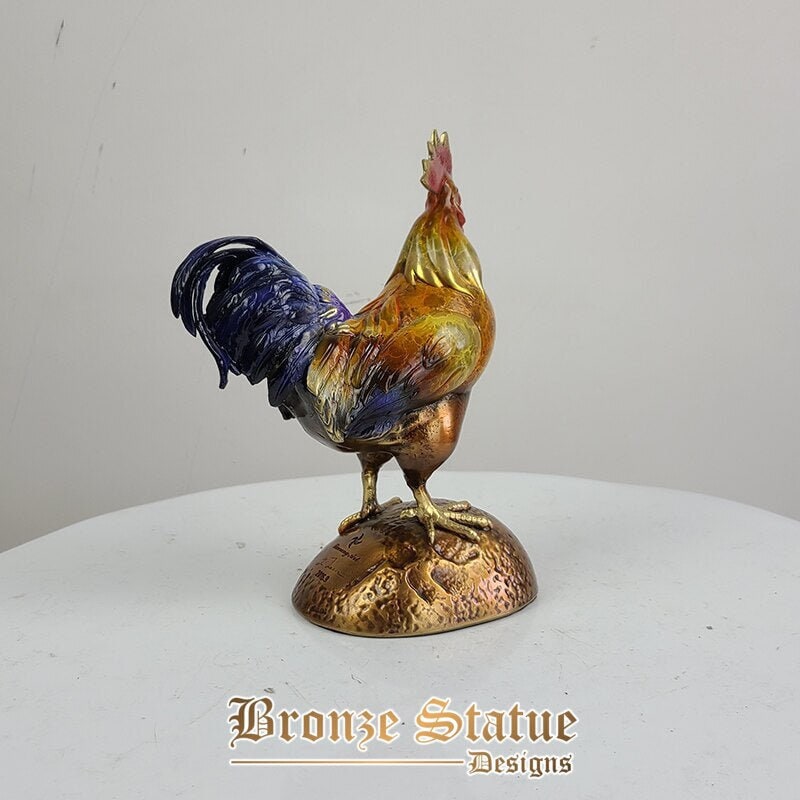 Painted rooster statue animal figurine bronze chickens...