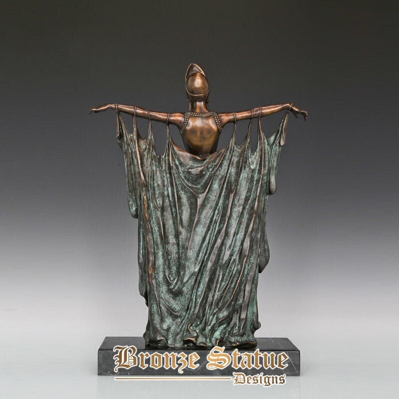 Grande escultura de estátua de bronze de dança de mulher clássica arte base de mármore decoração elegante para escritório em casa