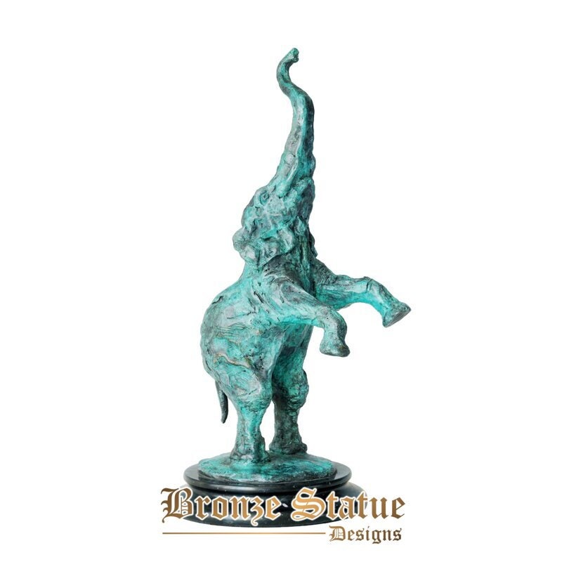 Bronze standing elephant statue wildlife sculpture marble base animal art classy study office ornament
