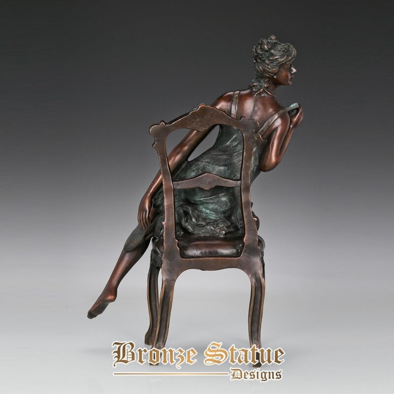 Bronze sexy bare breast woman statue sculpture european female art lost-wax hot casting upscale decoration