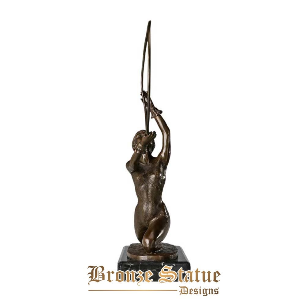 Modern dance statue bronze female dancer holds ring sculpture gallery hall decoration vintage art figurine