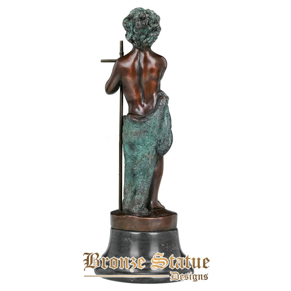 Christliche Saint John Bronzestatue religiöse Teen Boy Skulptur antikes Sammlerstück geehrte Kunst Wohnkultur