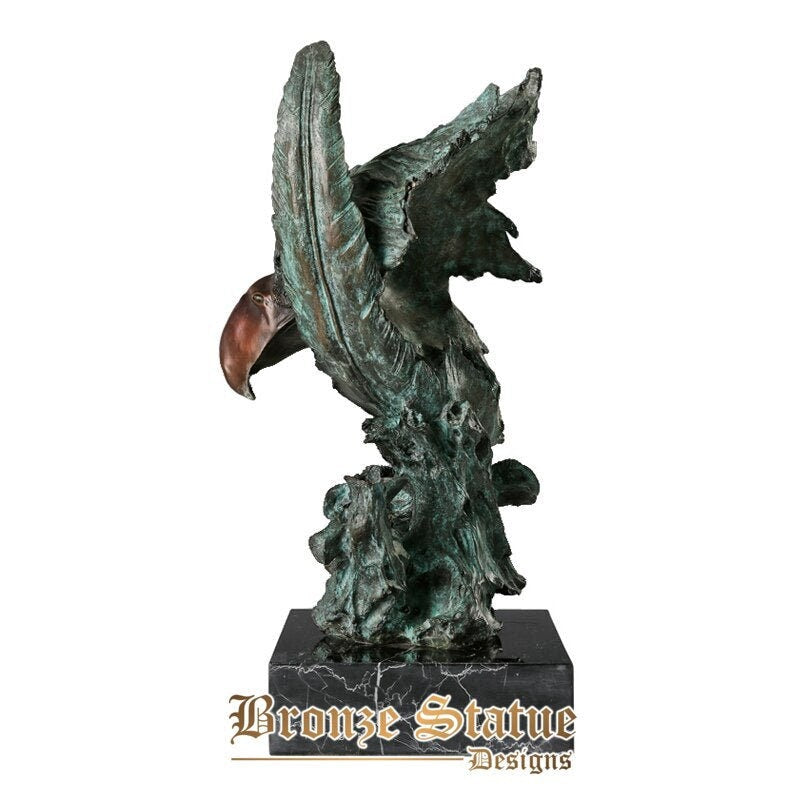 Eagle head statue bronze hawk falcon bust sculpture wildlife animal bird figurine green office desktop decor man gifts