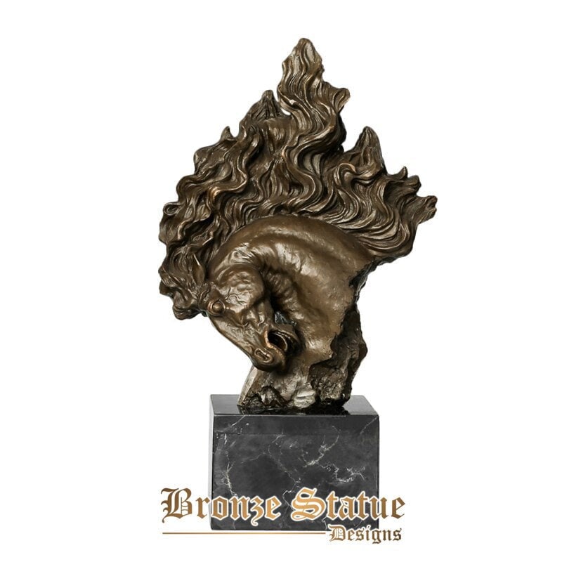 Small bronze horse head sculpture animal bust statue modern figurine art gorgeous office table bookcase decor gift